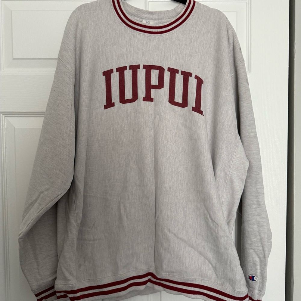 Champion Men's Crewneck Sweater in Gray and Maroon